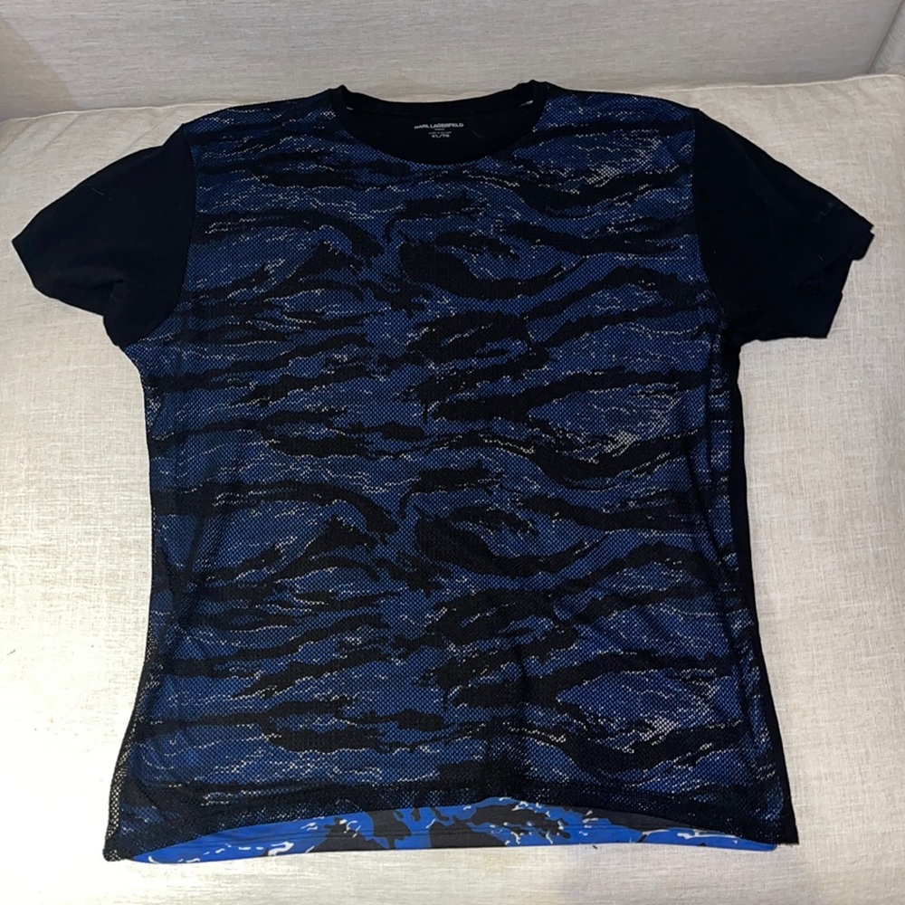 Karl lagerfeld camo/mesh shirt